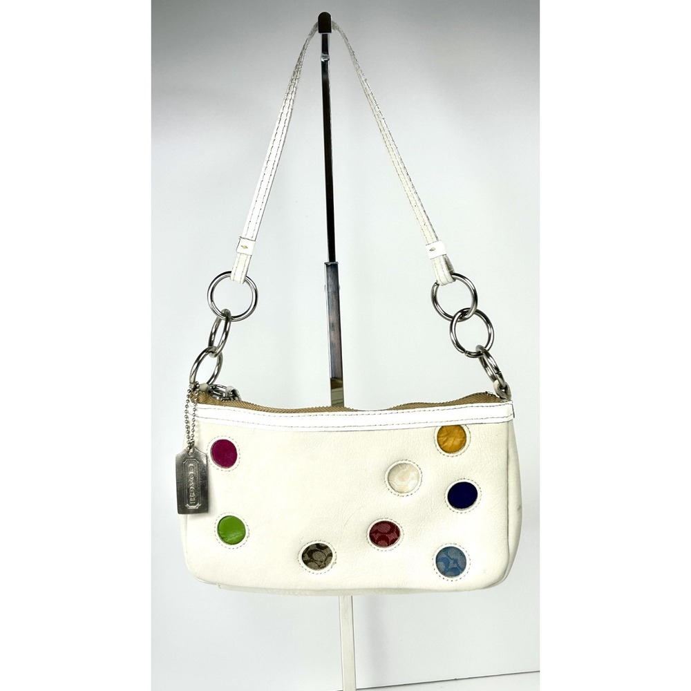 COACH Signature Multicolor Polka Dot Purse MINI Demi POUCH Rare Y2K 3677